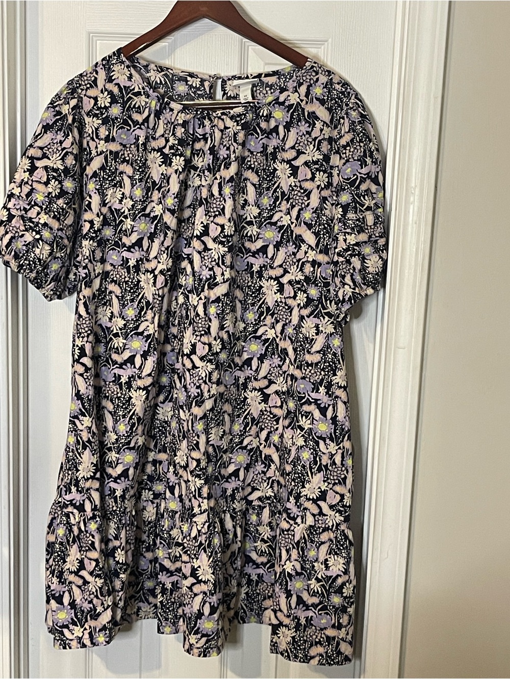Ava & Viv Navy Floral Dress with Lavender and Yellow Accents